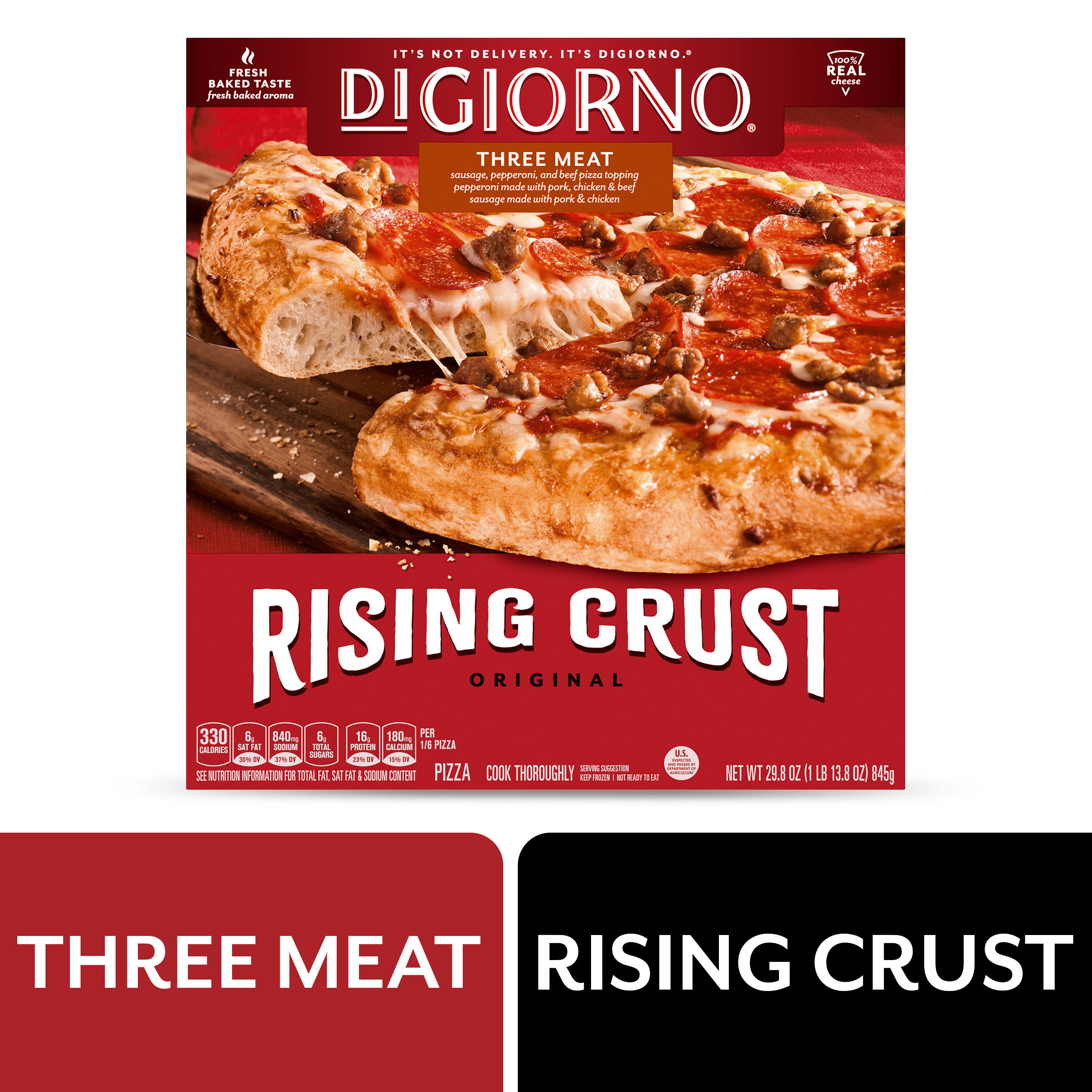 DiGiorno Original Rising Crust Pizza - Three Meat, 29.8oz