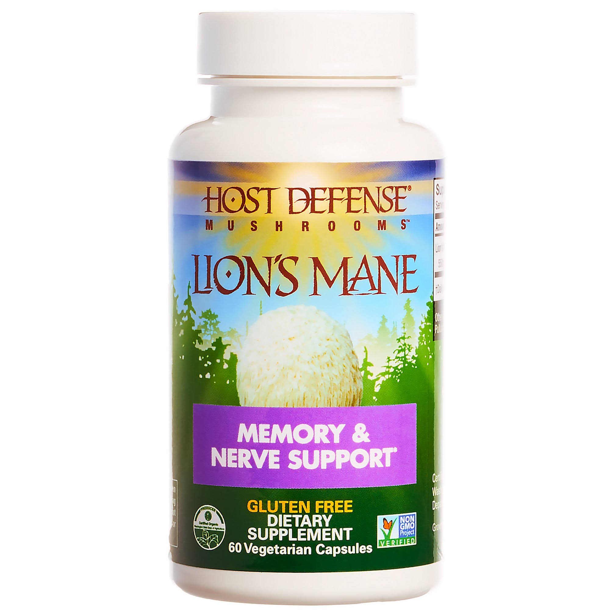 Host Defense Lion's Mane Memory & Nerve Support Dietary Supplement - 60 Capsules