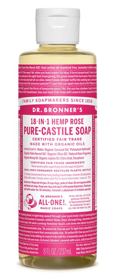 Dr Bronners Pure Castile Liquid Soap - Rose, 240ml