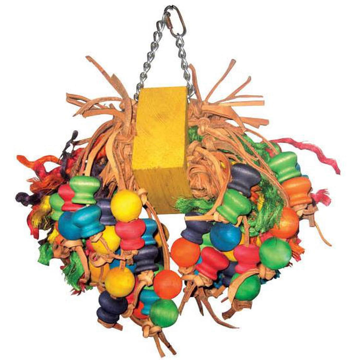 A and E Cage Medium Rope and Wood Beaded Bird Toy - 11" x 3" x 14"