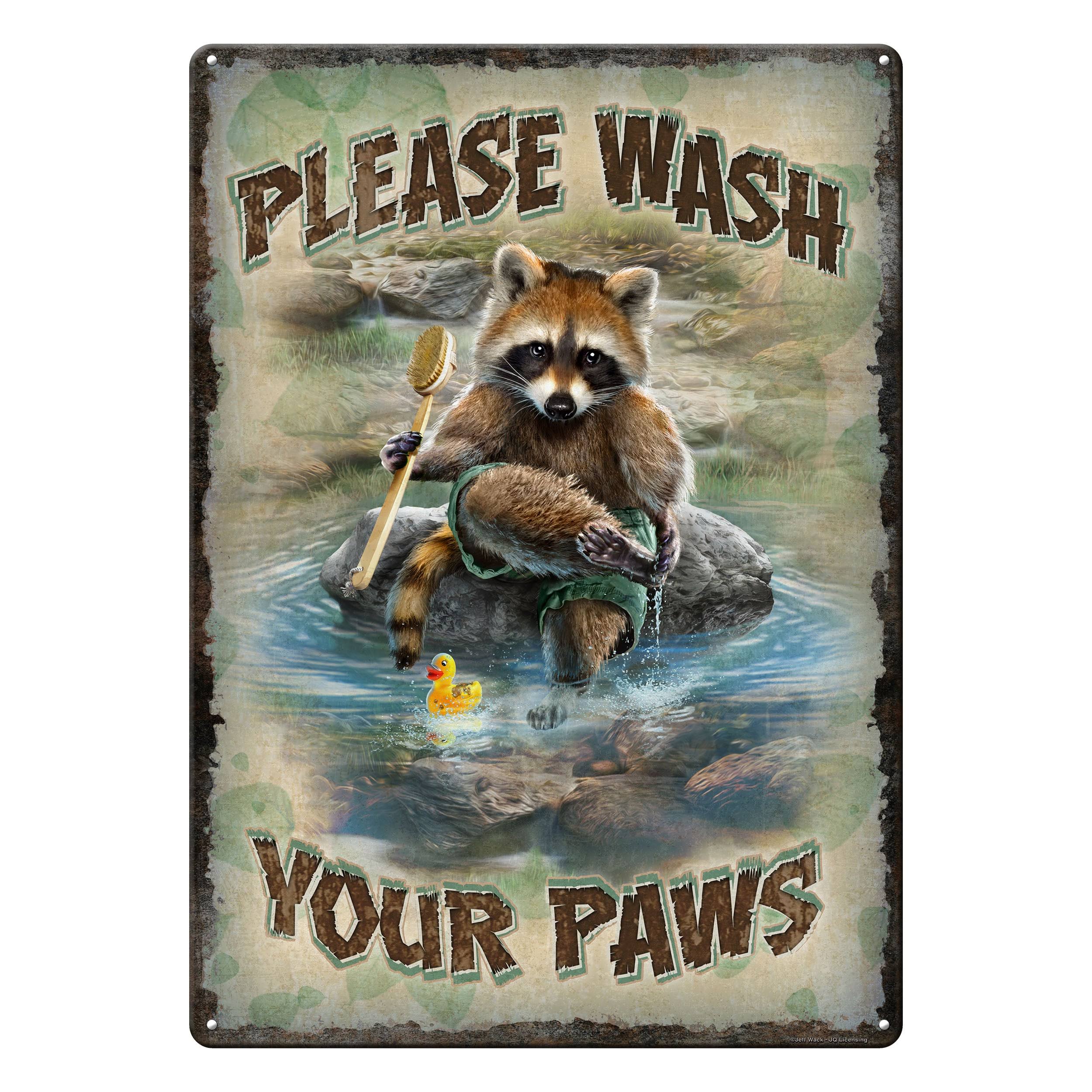 Rivers Edge Products Wash Your Paws Tin Sign