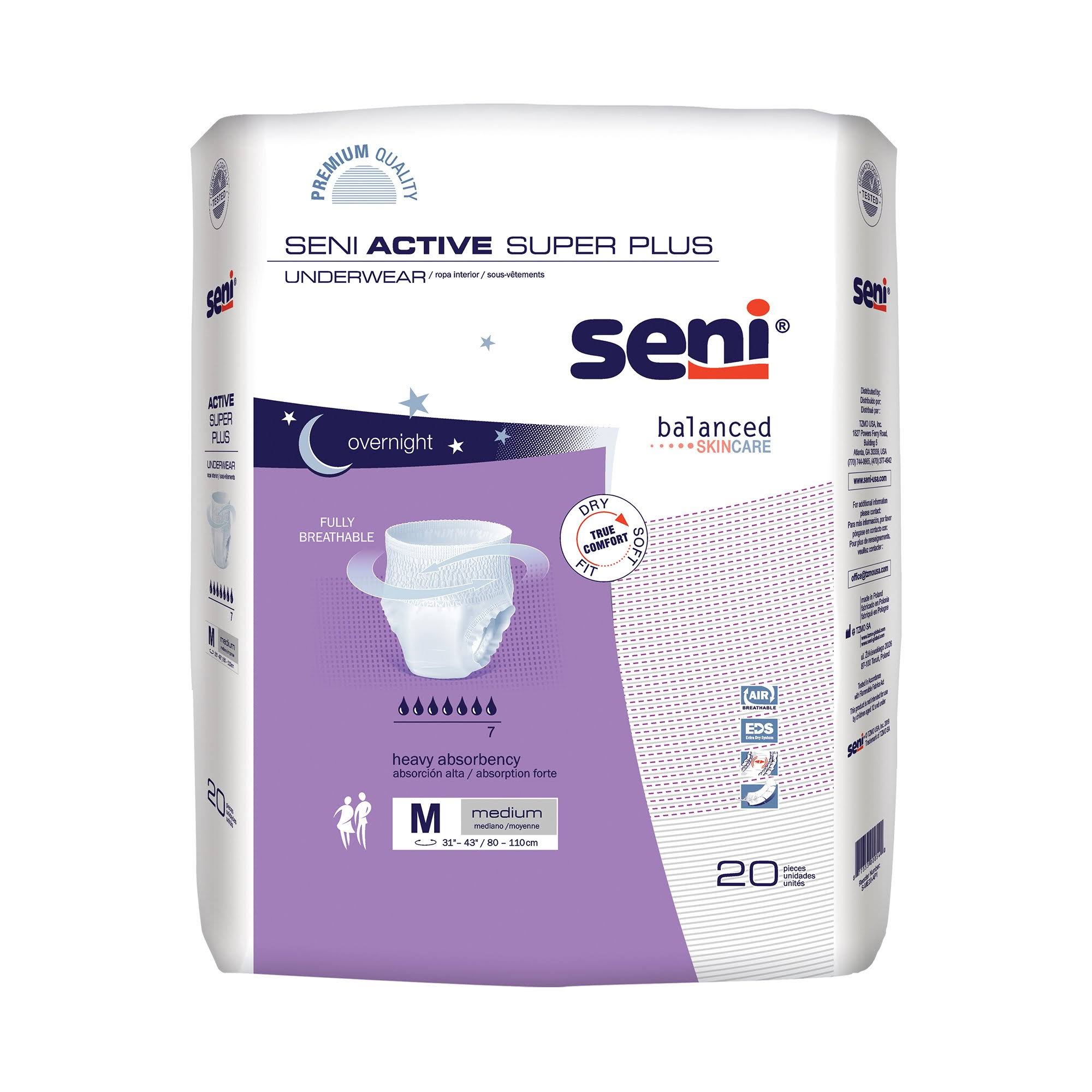 Seni S-ME20-AP1 Active Super Plus Disposable Underwear-Medium-20/Pack