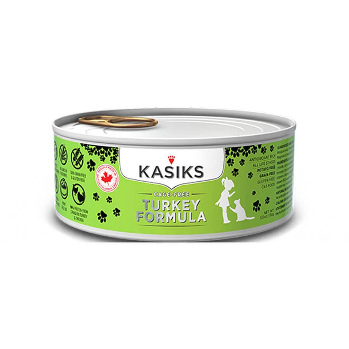 Kasiks Cage-Free Turkey Formula Grain-Free Canned Cat Food, 5.5-oz