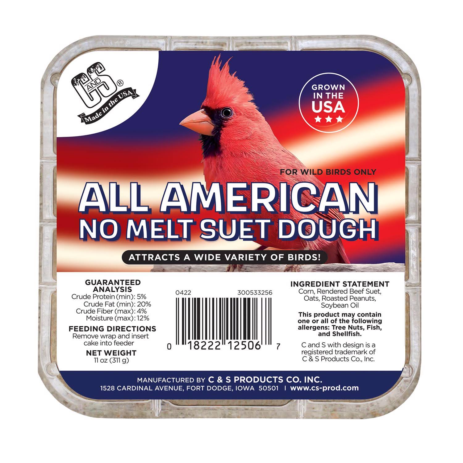 Mackey's All American No Melt Suet Dough, Bird Food 11oz
