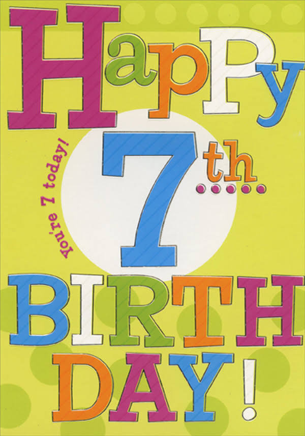 Designer Greetings Happy 7th Large Colourful Type Age 7 / 7th Birthday Card | Party Decorations & Supplies