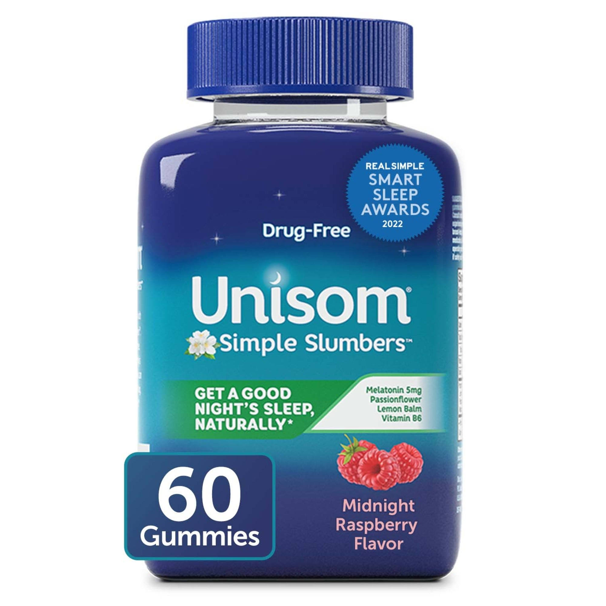 Unisom Simple Slumbers Drug-Free Sleep Aid Gummies Melatonin 5mg, Midnight 60