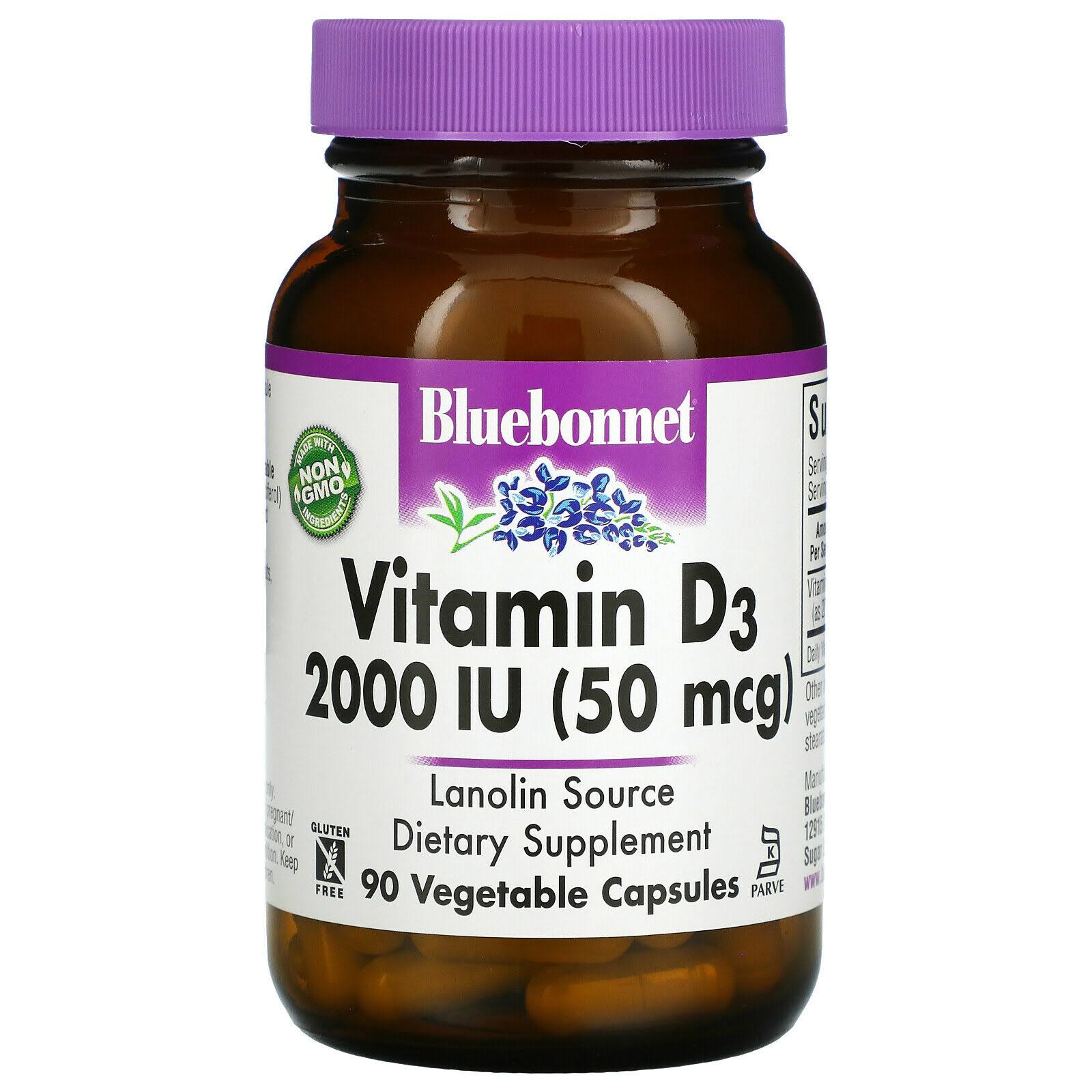 Bluebonnet Nutrition Vitamin D3 - 2000 IU - 90 Vegetable Capsules