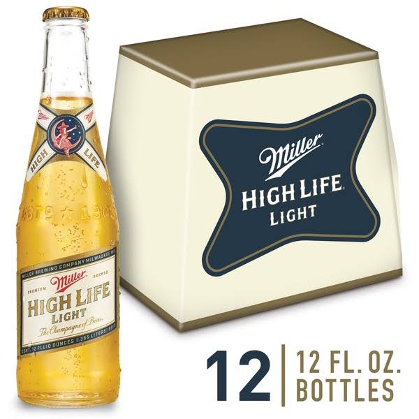 Miller High Life Light Beer - 12 Bottles