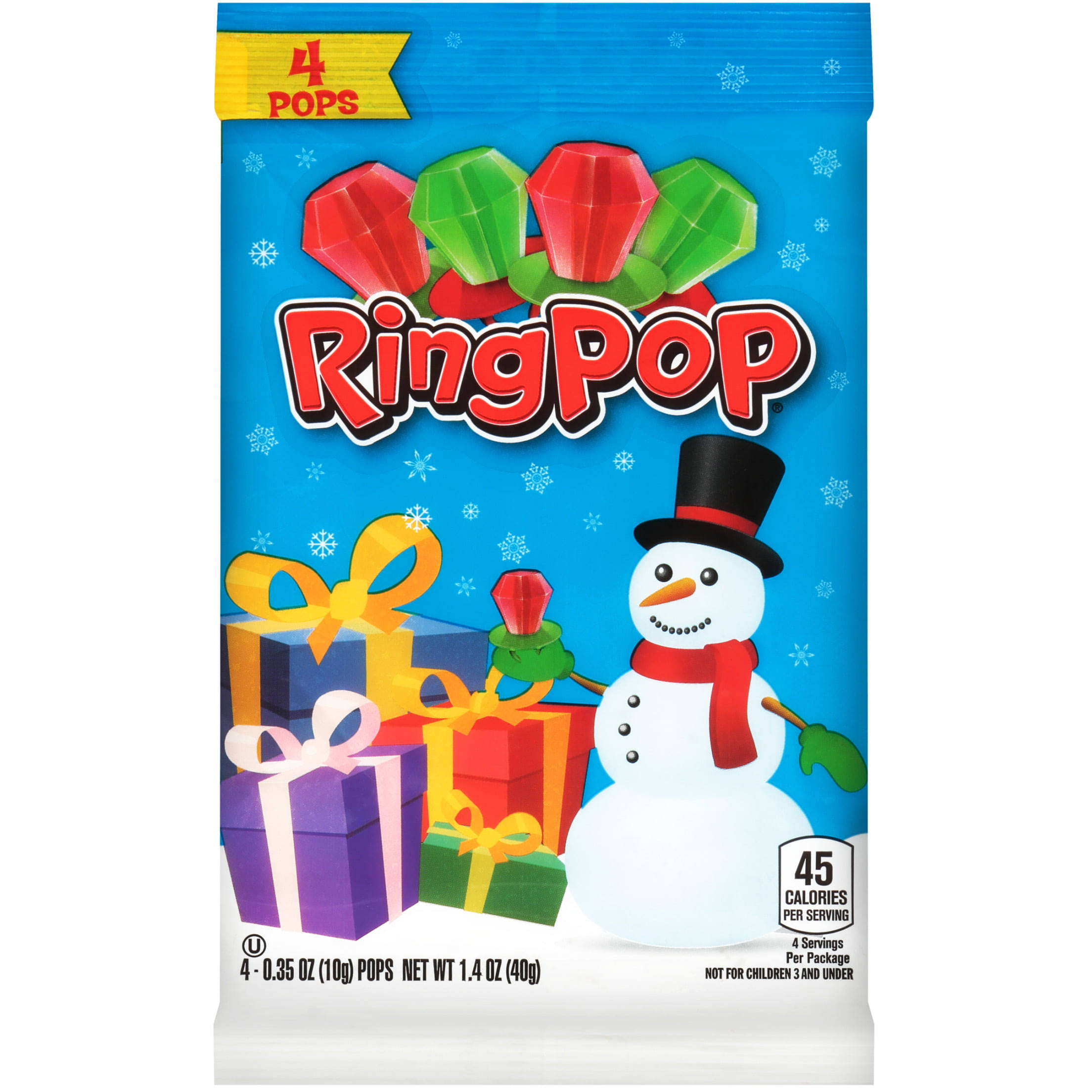 Ring Pop Christmas Edition Pop - 4ct
