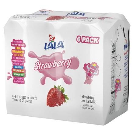 Lala Low Fat Milk - Strawberry, 8.25oz, 6ct