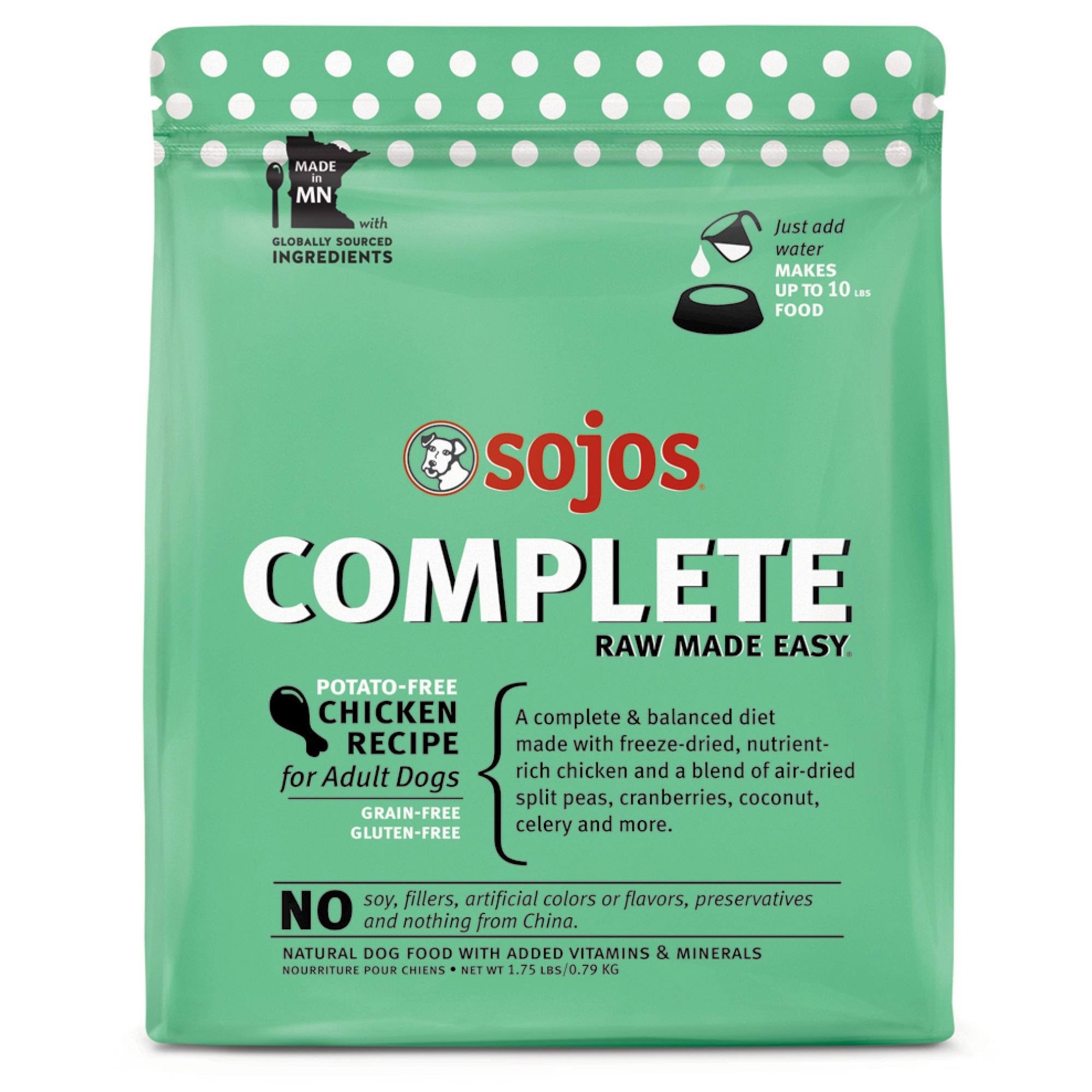 Sojos Complete Adult Grain-Free Chicken Recipe Freeze-Dried Raw Dog Food, 1.75 lbs.