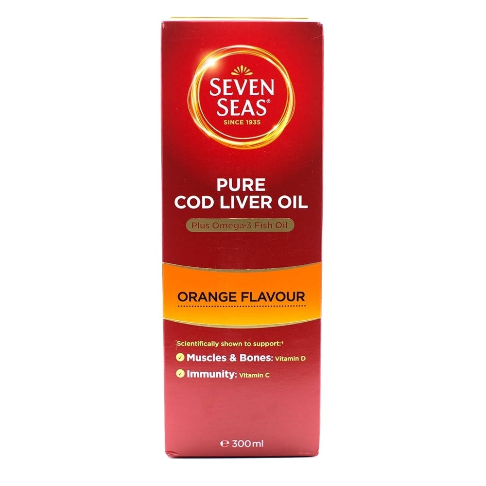 Seven Seas Omega-3 Fish Oil+ Cod Liver Oil - Orange Flavour, 300ml