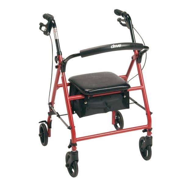 Drive Medical Steel Rollator with 6” Wheels Knockdown-Red