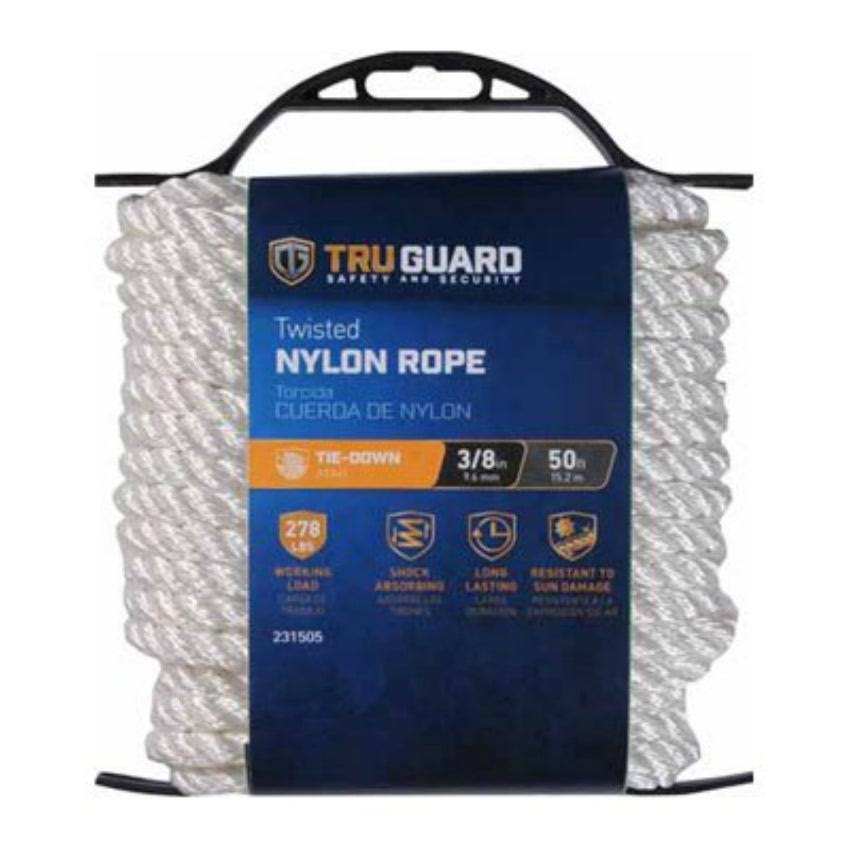 Nylon Rope, Twisted, White, 3/8-In. x 50-Ft. -642261