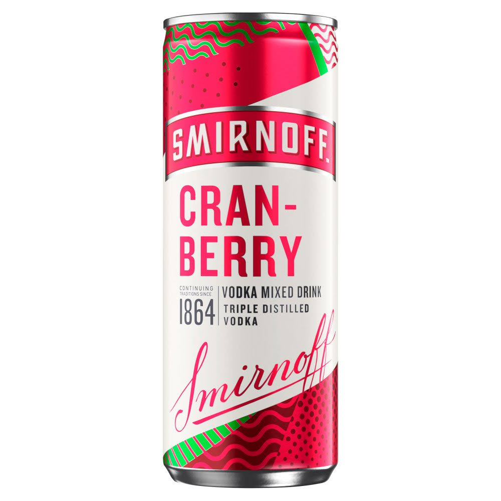 Smirnoff Vodka Mixed Drink - Cranberry, 250ml