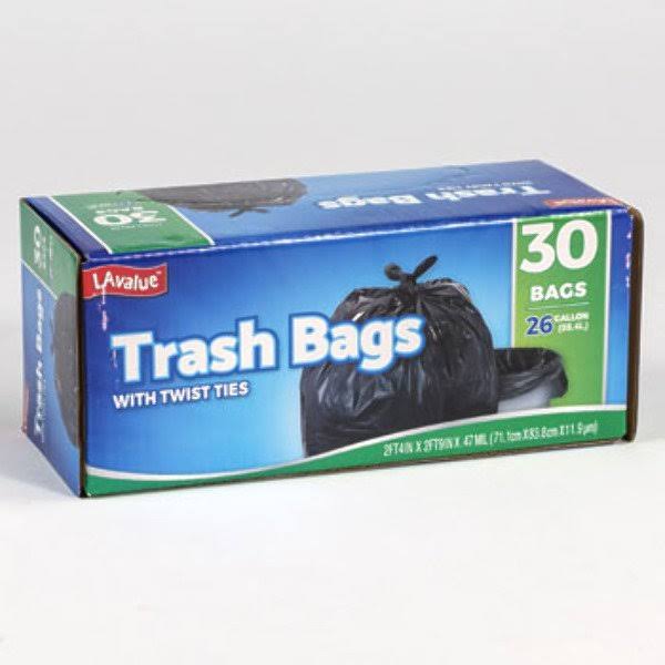 Ddi 30 Count 26 Gallon Trash Bags Twist Tie (Pack of 24) DDI2321678