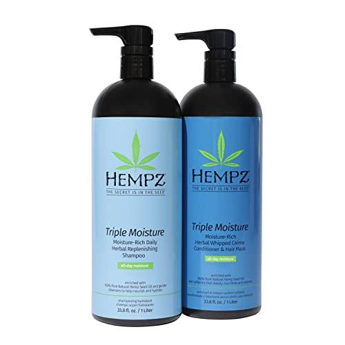Hempz Triple Moisture Herbal Shampoo & Conditioner Liters, Grapefruit