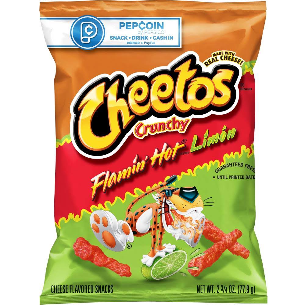 Cheetos Cheese Flavored Snacks, Flamin' Hot Limon, Crunchy - 2.75 oz
