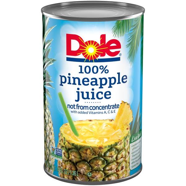Dole 100% Pineapple Juice, 6 Pack - 3 pack, 46 fl oz