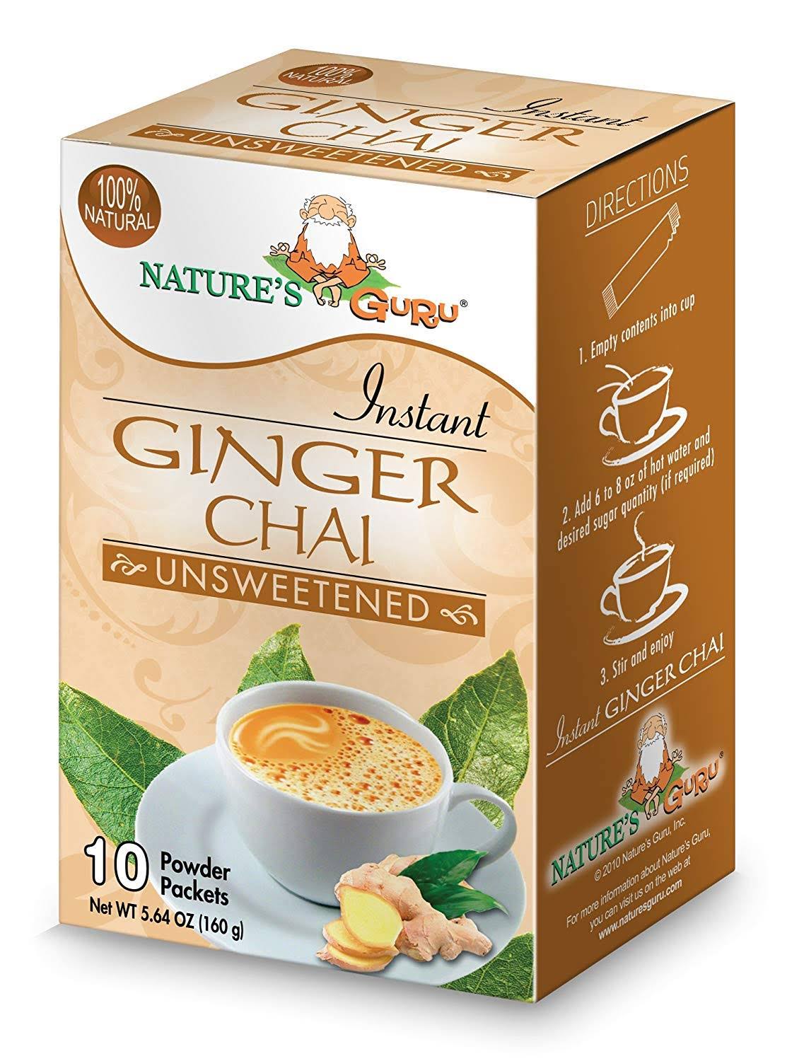 Nature's Guru Ginger Chai Unsweetened Instant Chai 10 Packets