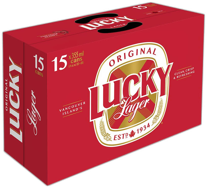 Lucky Lager Beer - Labatt Brewing Company, 355ml