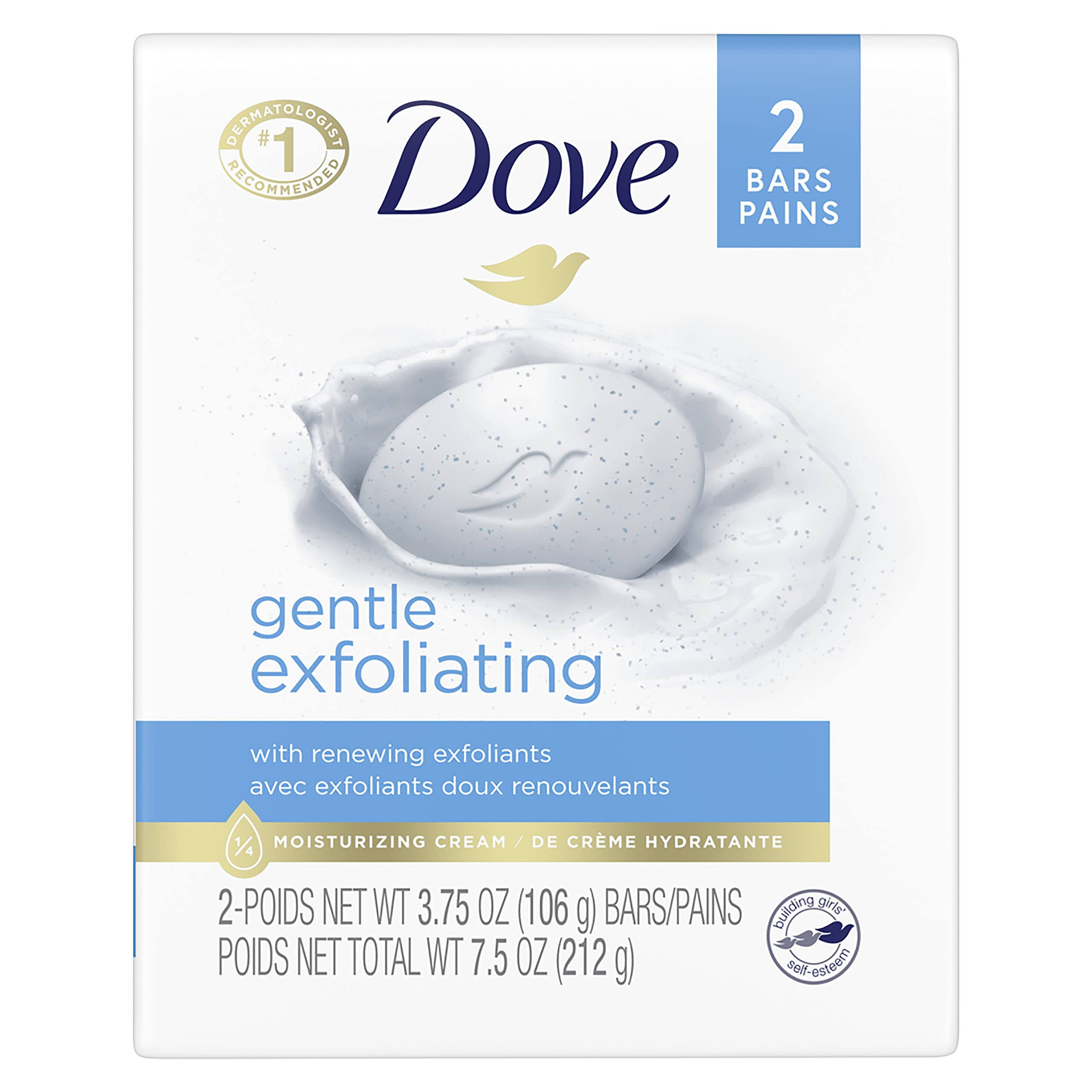 Dove Gentle Exfoliating 1/4 Moisturizing Cream Beauty Bar - 2 x 4 oz