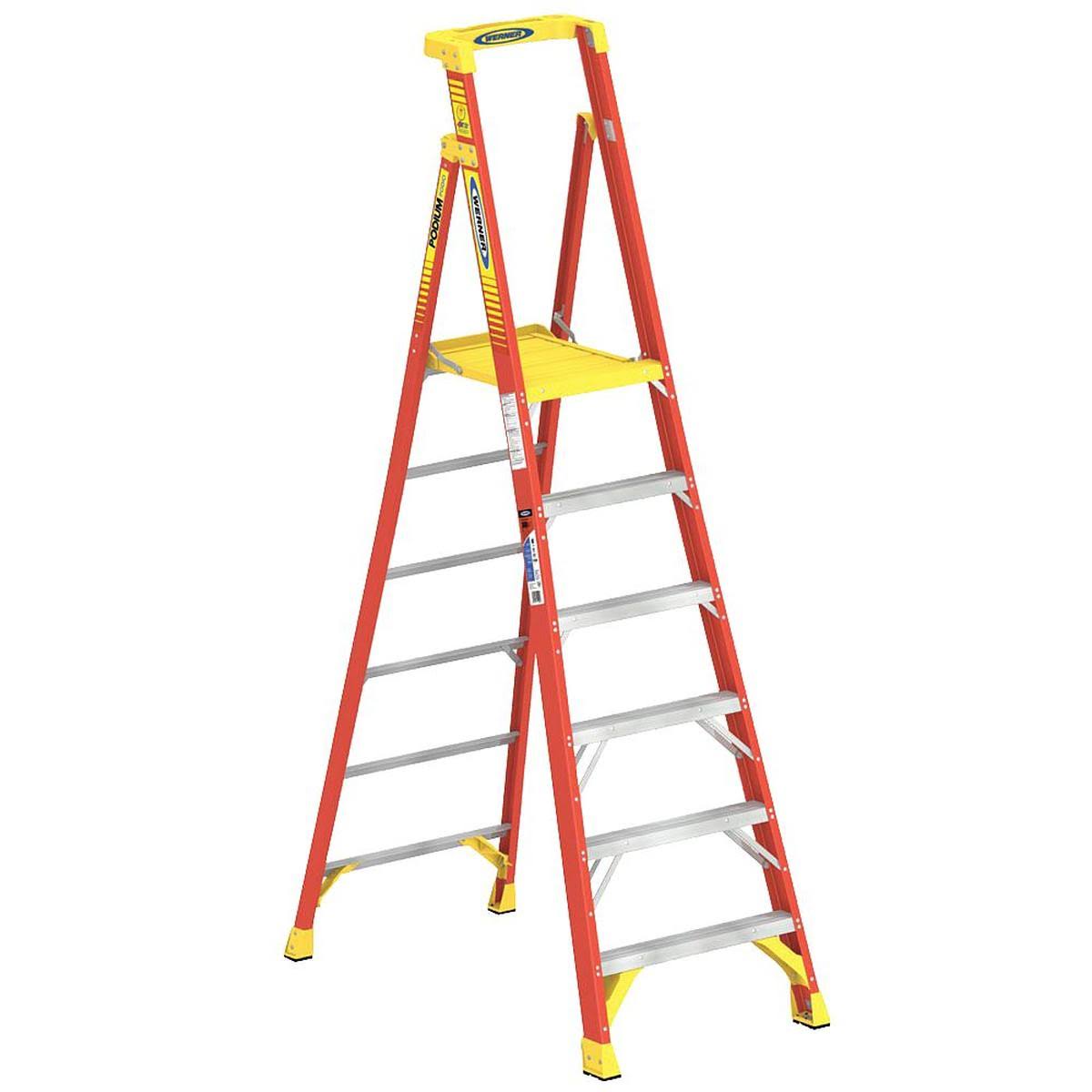 Werner Fiberglass Podium Ladder - 6'