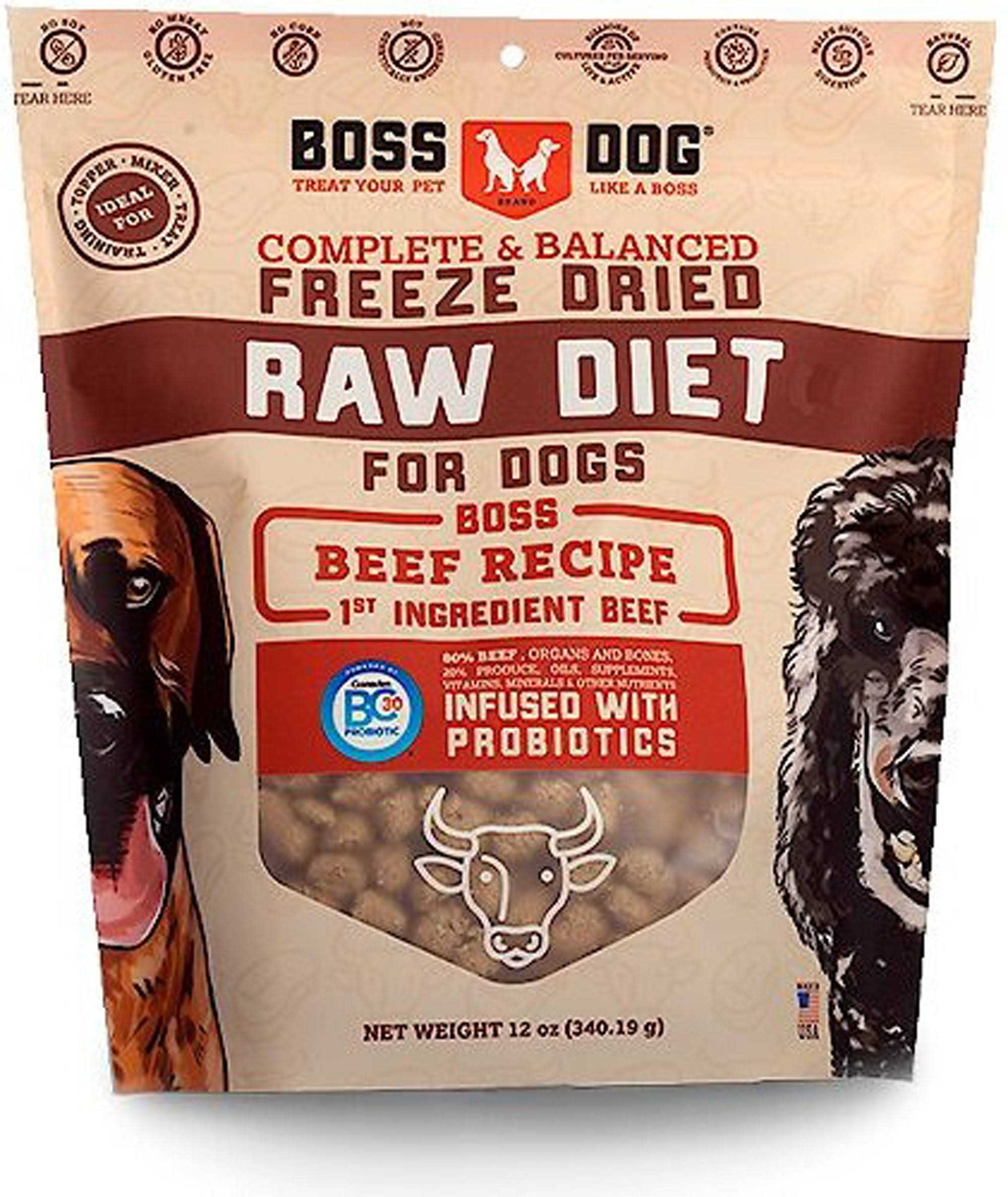 Boss Dog Freeze-Dried Beef Recipe Dog Food - 12 oz. Bag