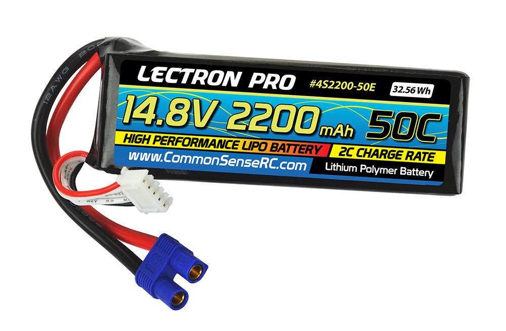Lectron Pro 14.8V 2200mAh 50C Lipo Battery with EC3 Connector