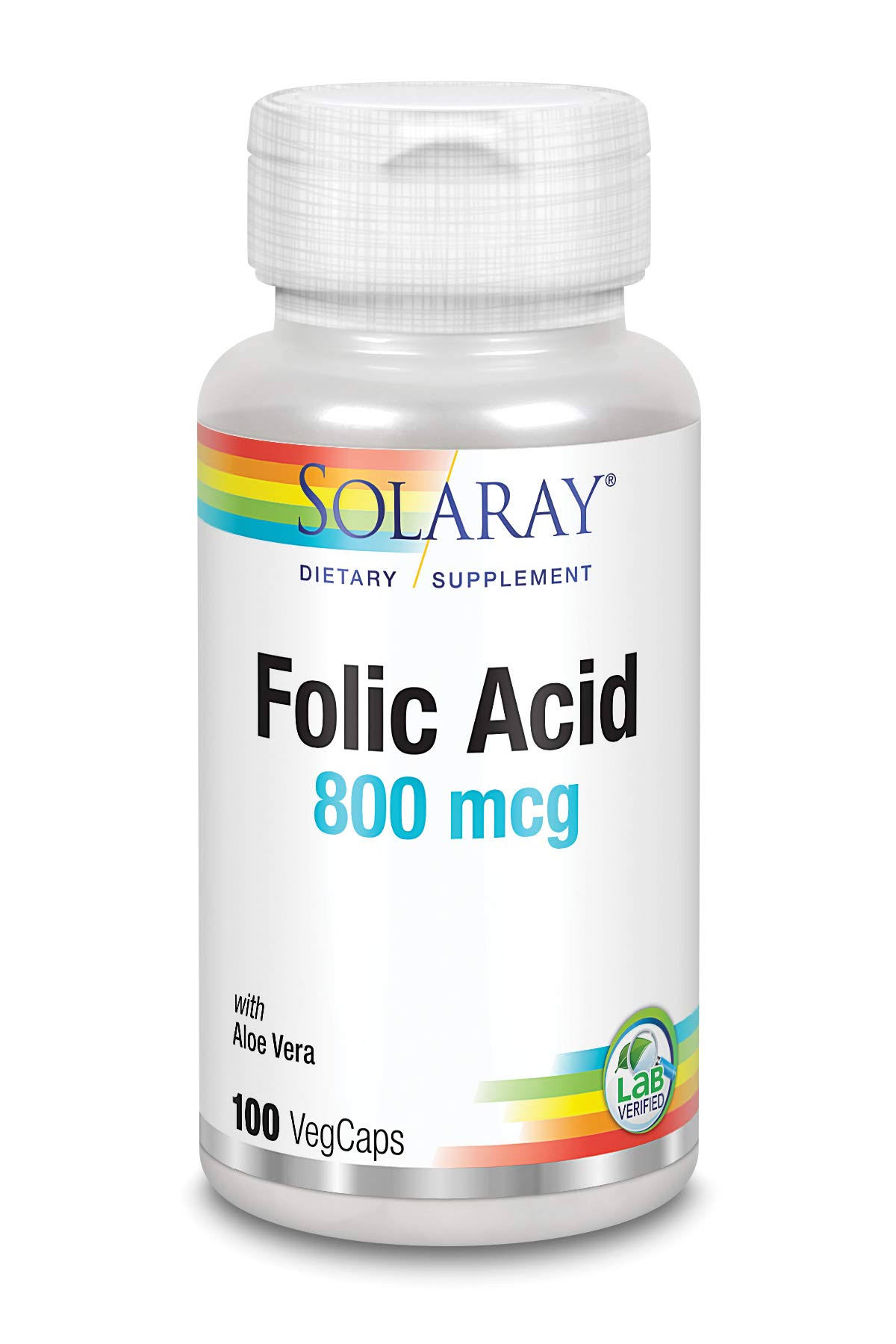 Solaray Folic Acid - 800 mg, 100 capsules