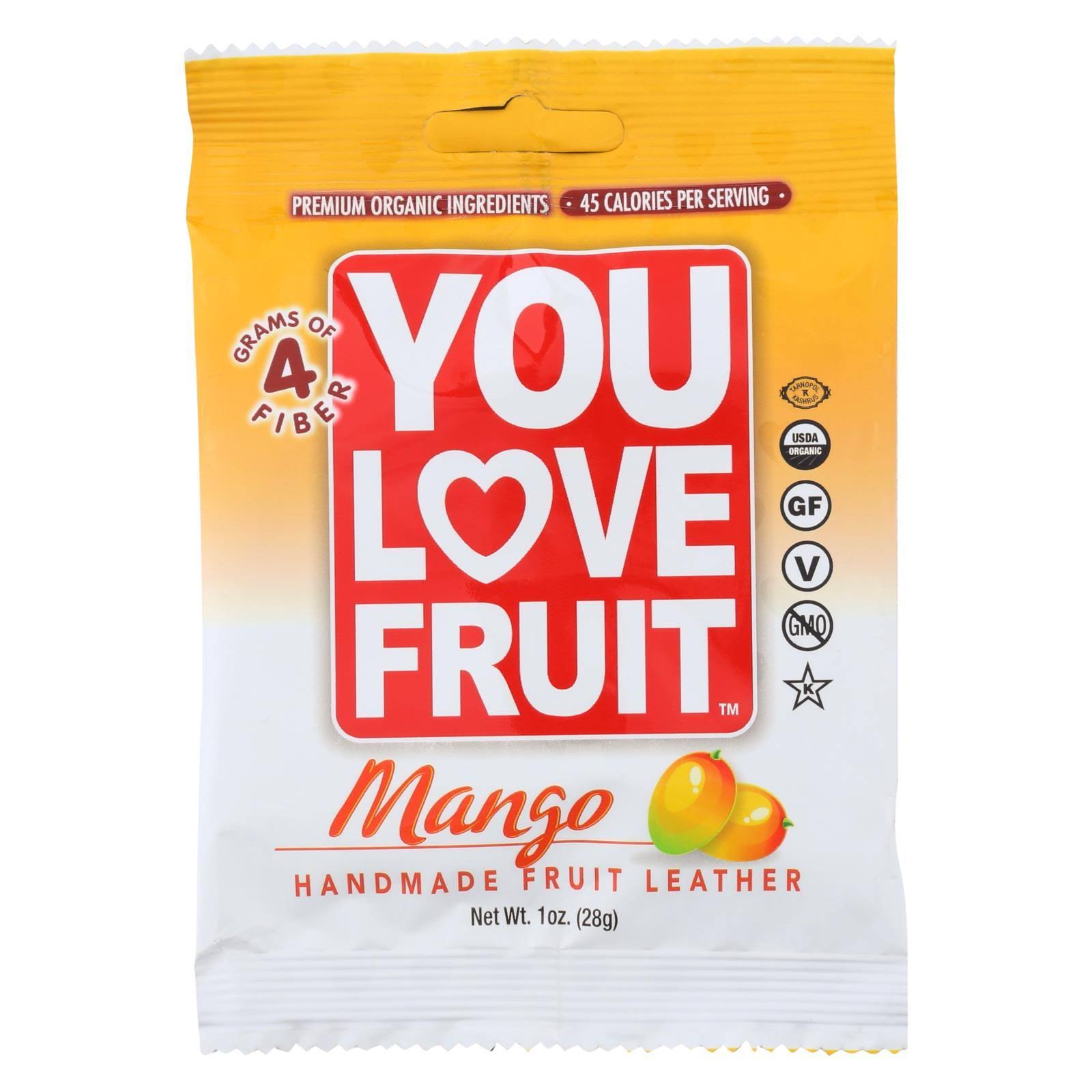 You Love Fruit Premium Organic Fruit Snacks - Mango, Pack of 12