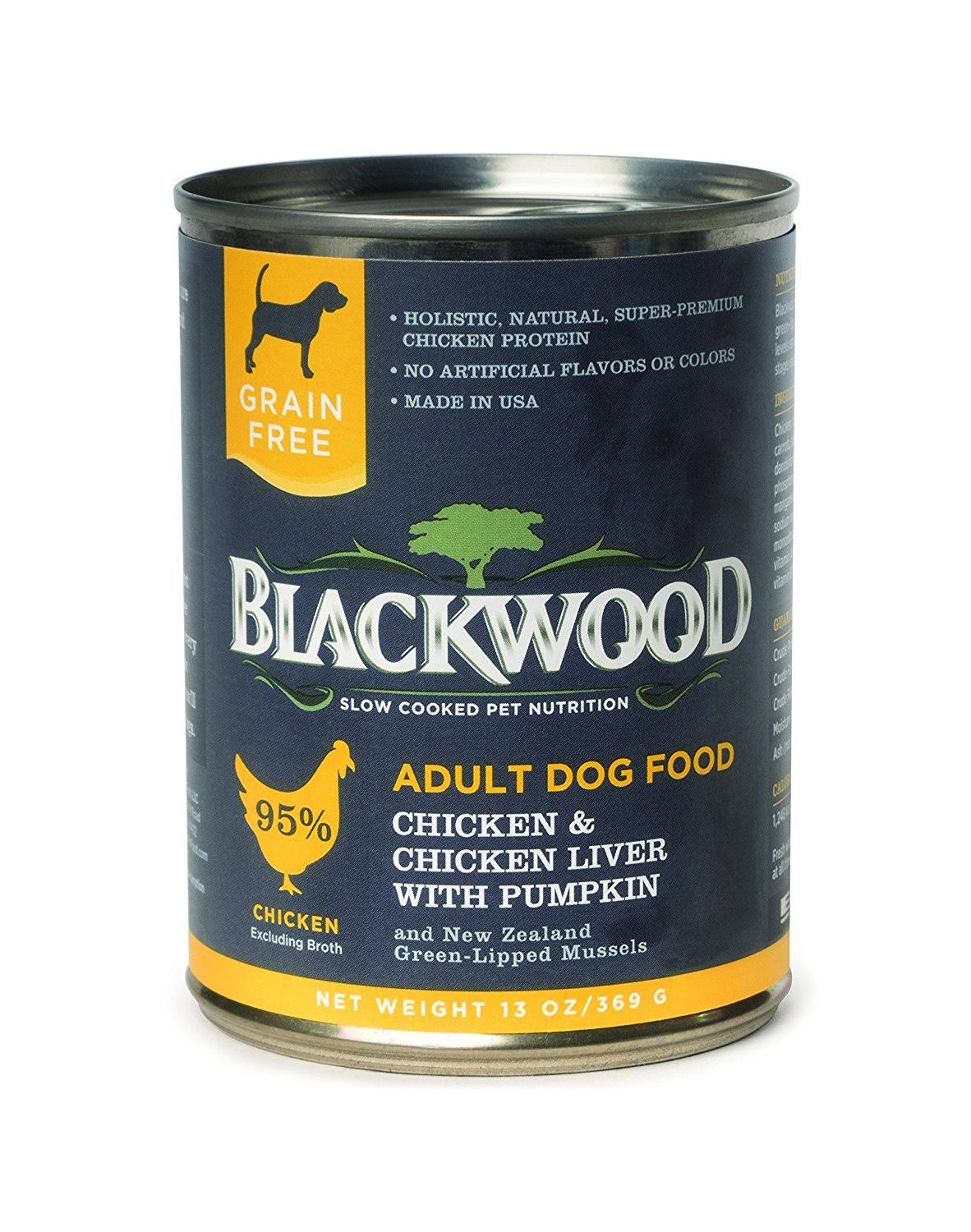 Blackwood Pet Food 22430 Adult Dog, Grain Free, Chicken & Chicken Liver with Pumpkin Canned Wet Dog Food, 13 oz
