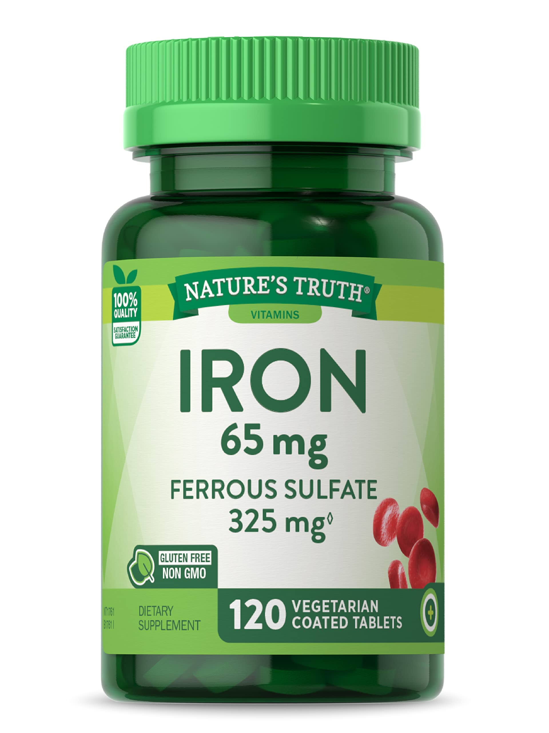 Nature's Truth Ferrous Sulfate Iron 65 mg Supplement - 120 Count