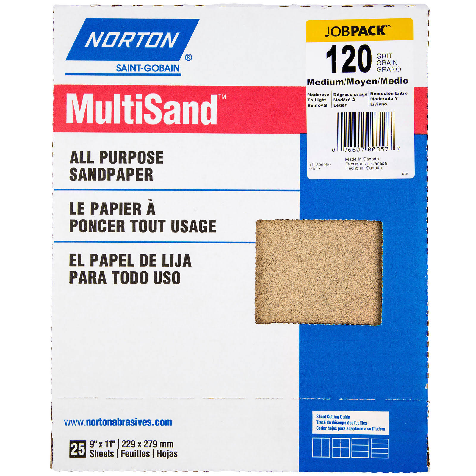 Norton All Purpose Sanding Sandpaper - 9" x 11", 120 Grit, 25pk