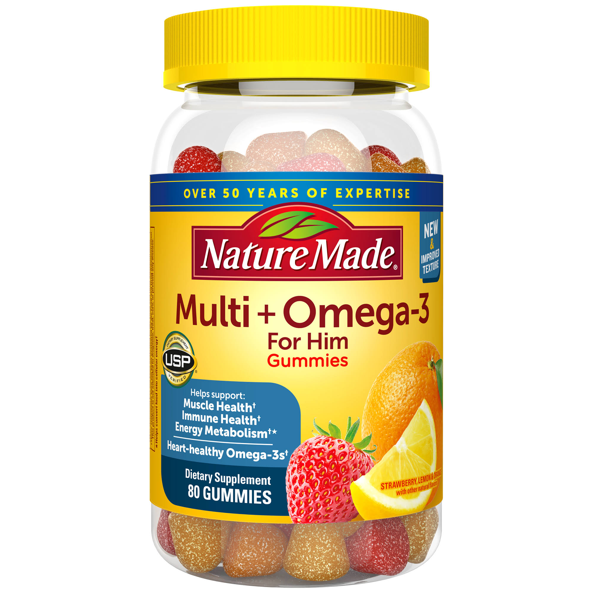 Nature Made Multi for Him + Omega-3 Supplement - 80 Gummies
