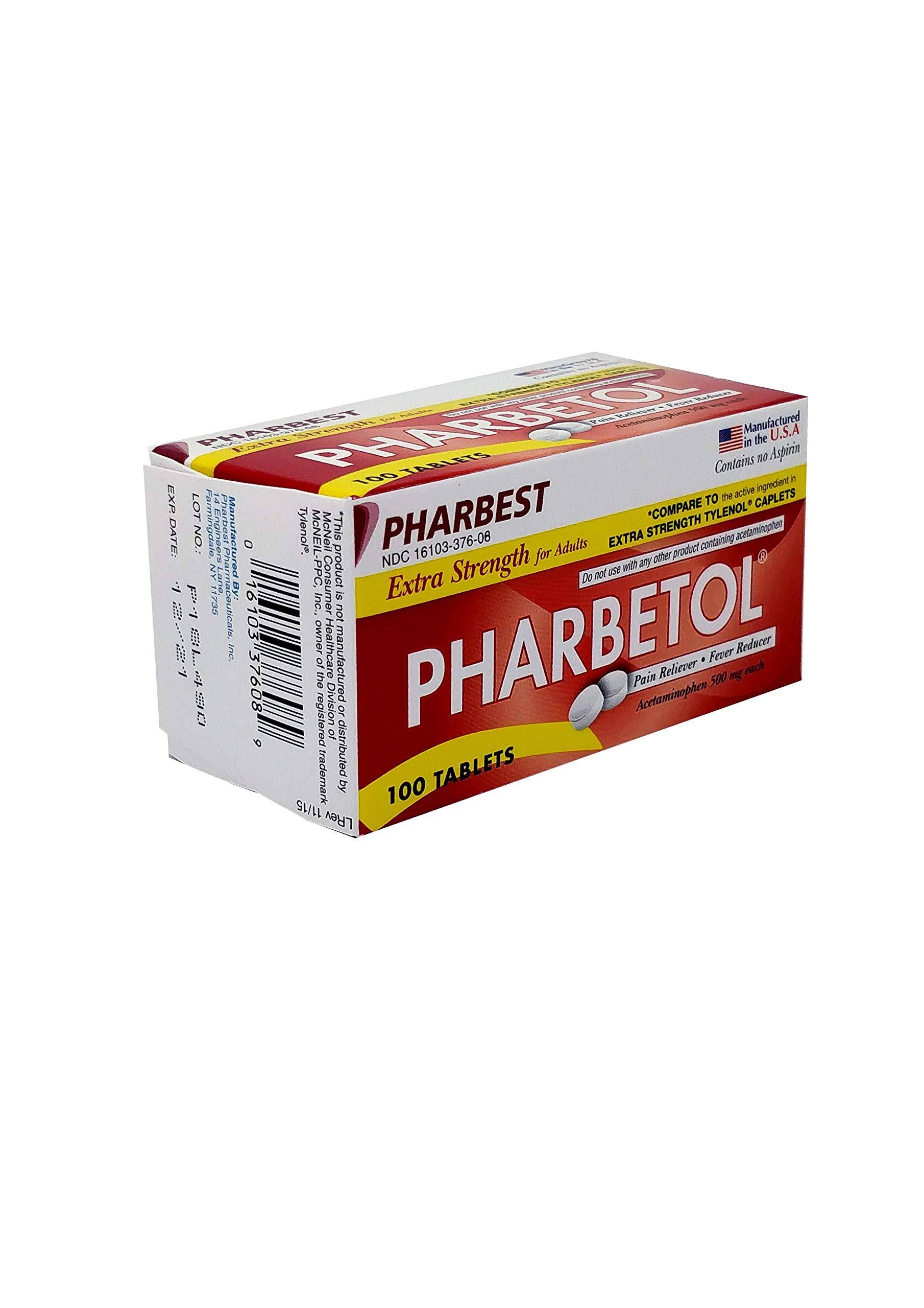 Pharbetol 500mg Extra Strength Tablets 100 Count