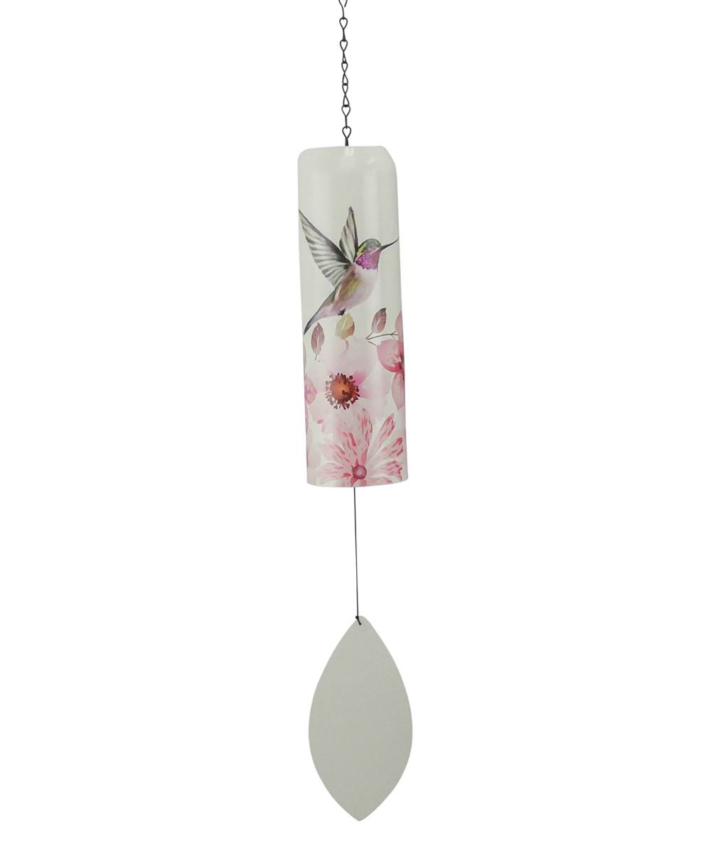 Red Carpet Studios White & Pink Hummingbird Flower Bell Wind Chime One size