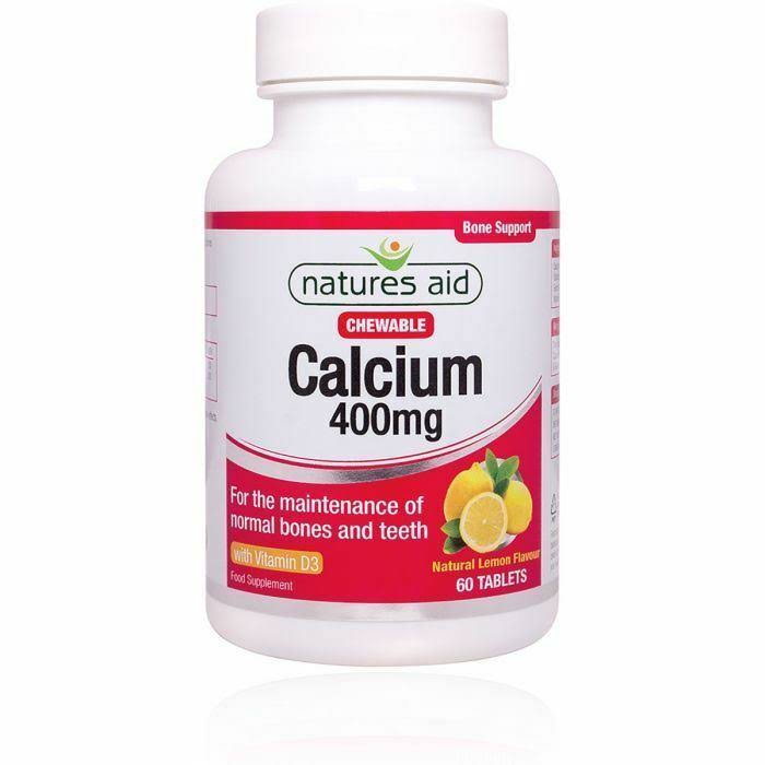 Natures Aid Chewable Calcium 400mg Food Supplement - 60 Capsules
