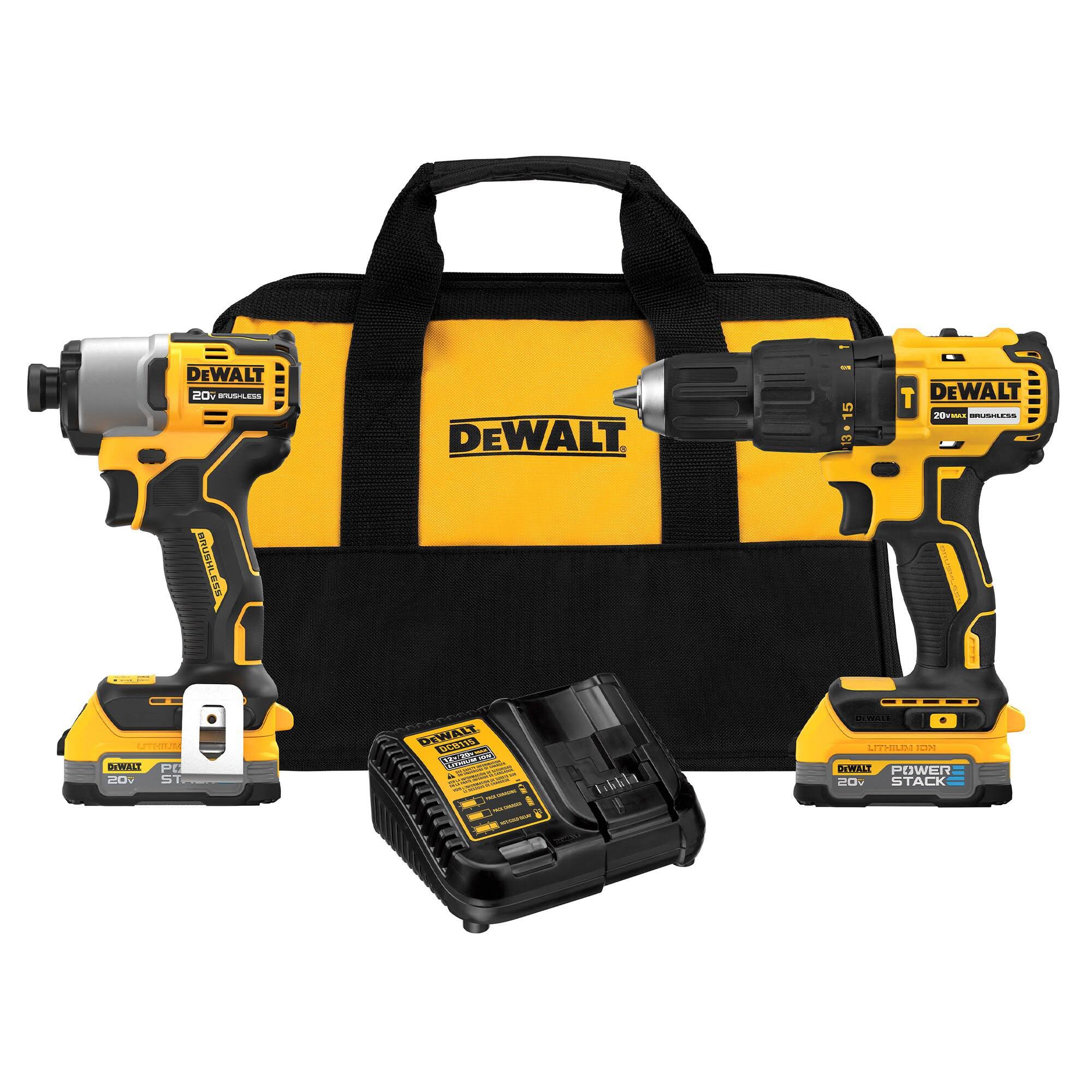 DeWalt DCK276E2 20V Max Brushless Lithium-Ion Cordless Hammer Drill and Impact Driver Combo Kit with Compact Batteries