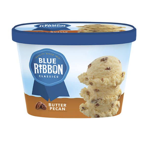 Blue Ribbon Classics Ice Cream, Reduced Fat, Butter Pecan - 48 fl oz