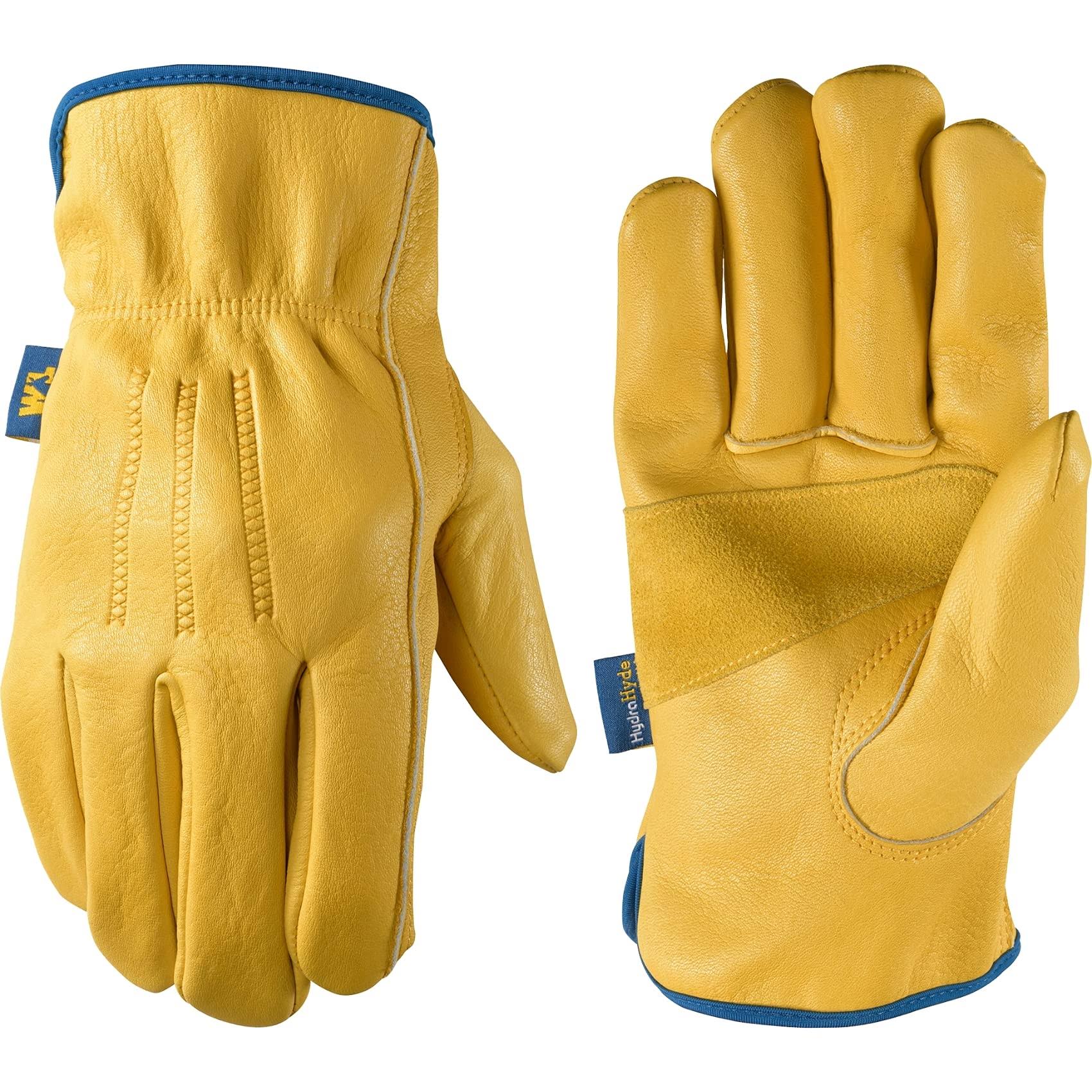 Wells Lamont Mens Slip-On HydraHyde Full Leather Work Gloves | Water-Resistant | Large (1168L)