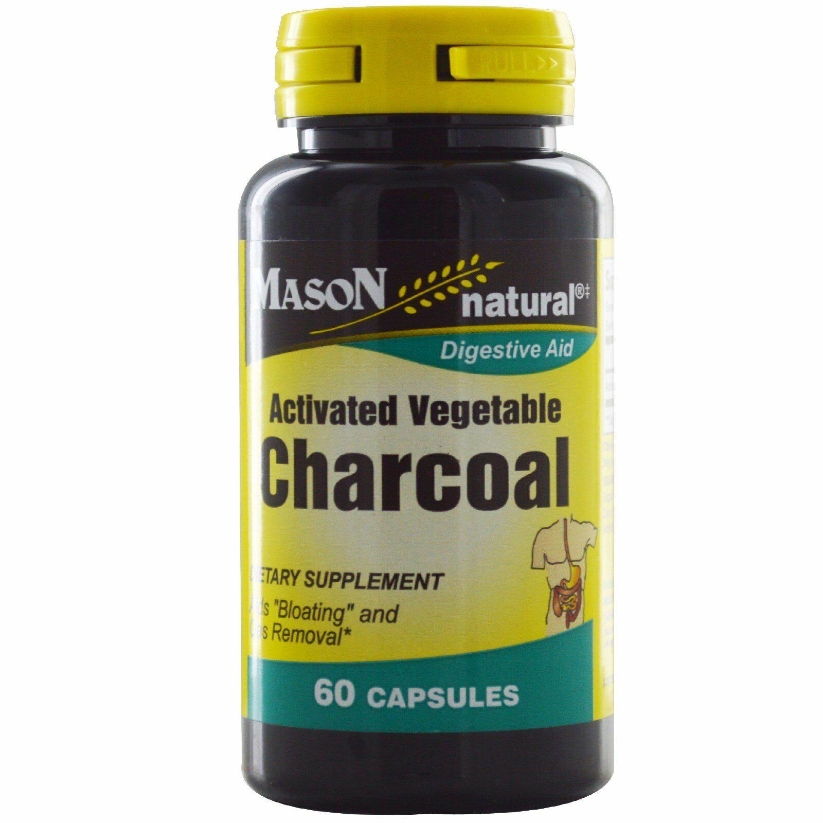 Mason Natural Activated Vegetable Charcoal Capsules - Digestive Aid, 60ct