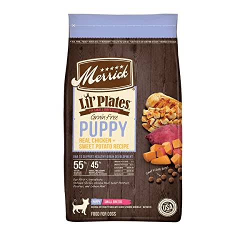 Merrick Lil' Plates Puppy Food, Grain Free Puppy Real Chicken and Sweet Potato Recipe, Small Breed Dog Food - 4 LB Bag