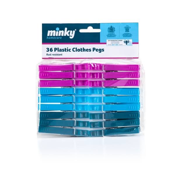 Clothes Pegs Minky Homecare 36pack Colourful Clothes Pegs NEW 