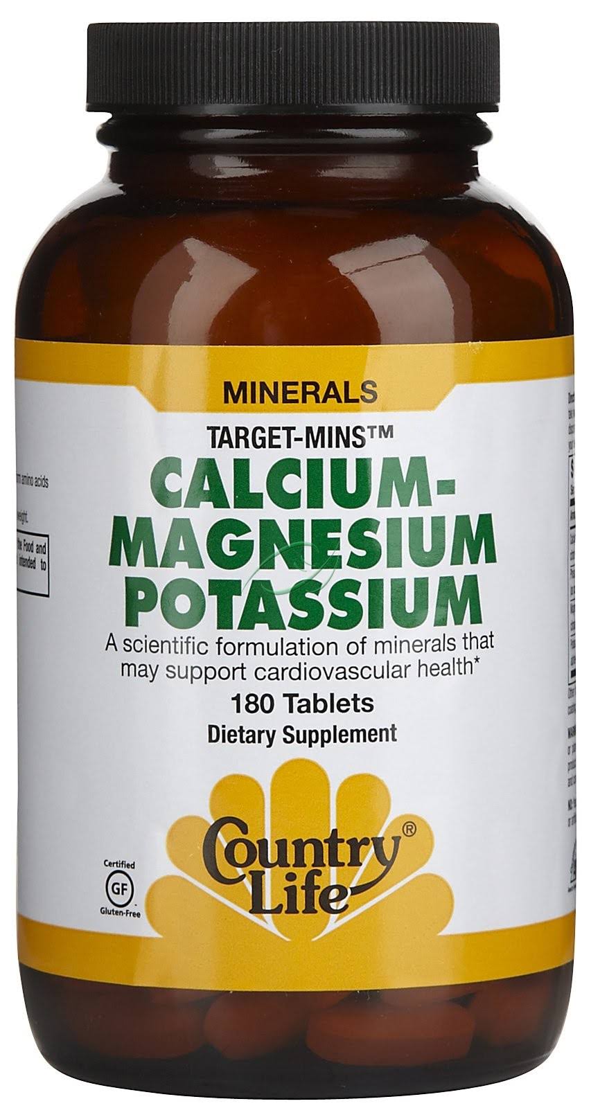 Country Life Target Mins Calcium Magnesium Potassium - 500mg, 180 Tablets