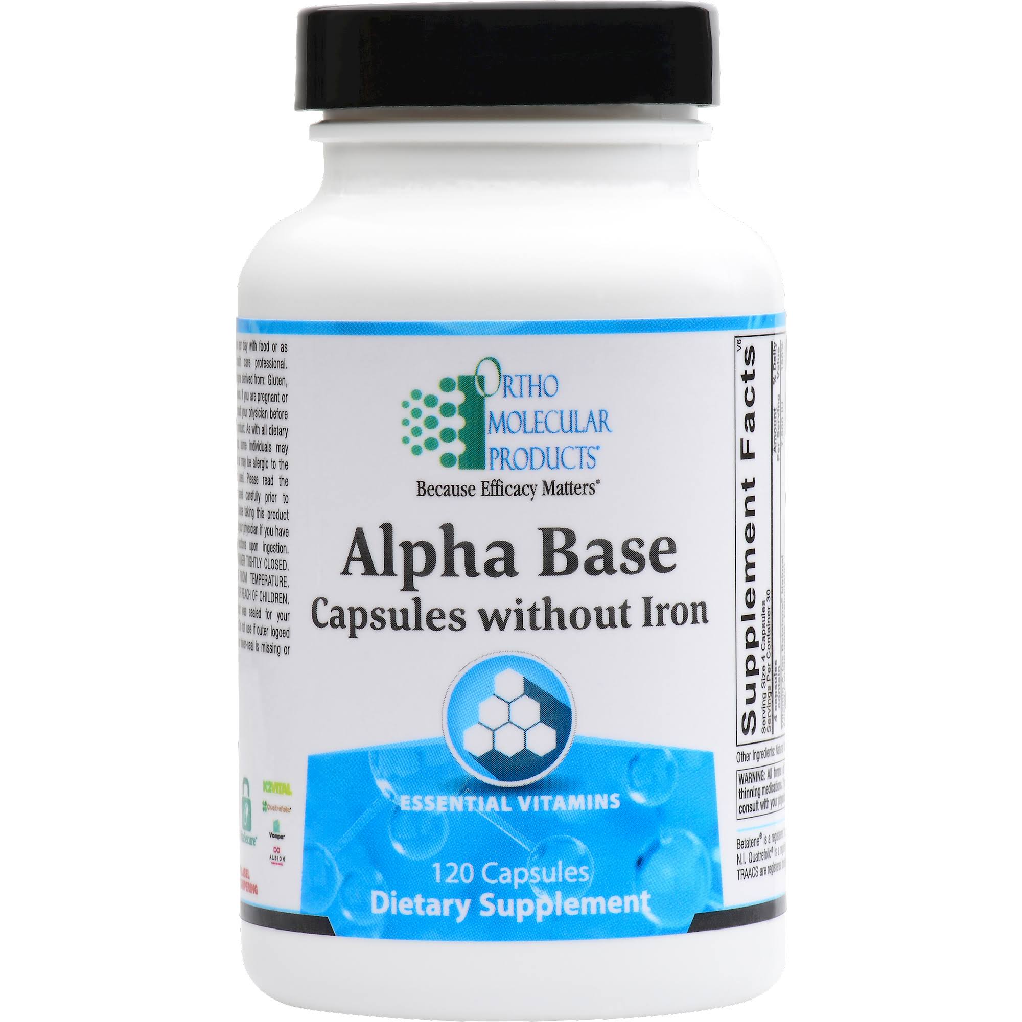 Ortho Molecular Alpha Base Tablets without Iron - 120 Capsules