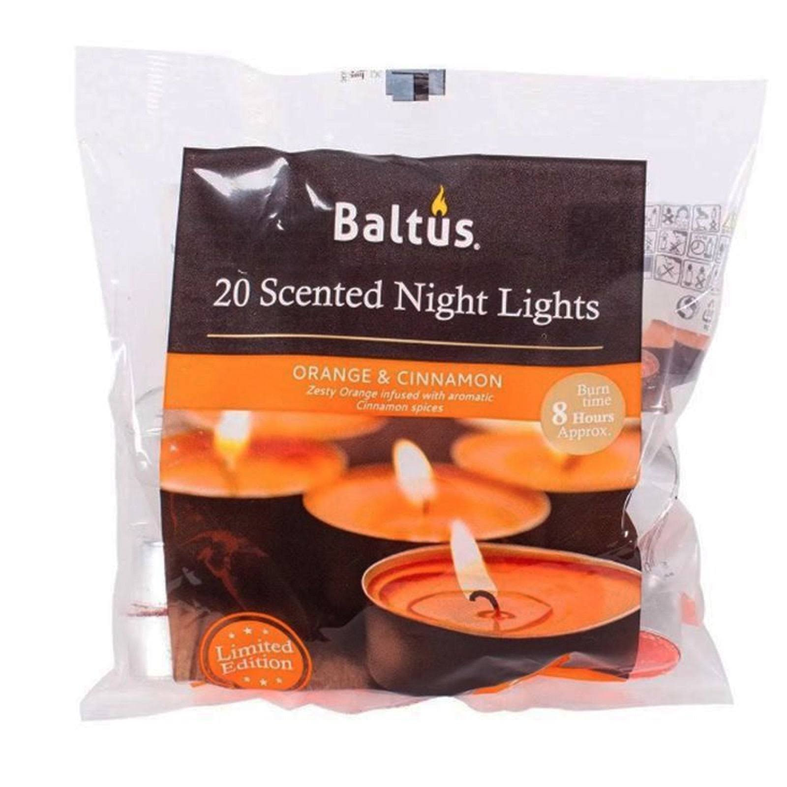 Baltus Night Light Scented Candles | Orange and Cinnamon | Pack of 20