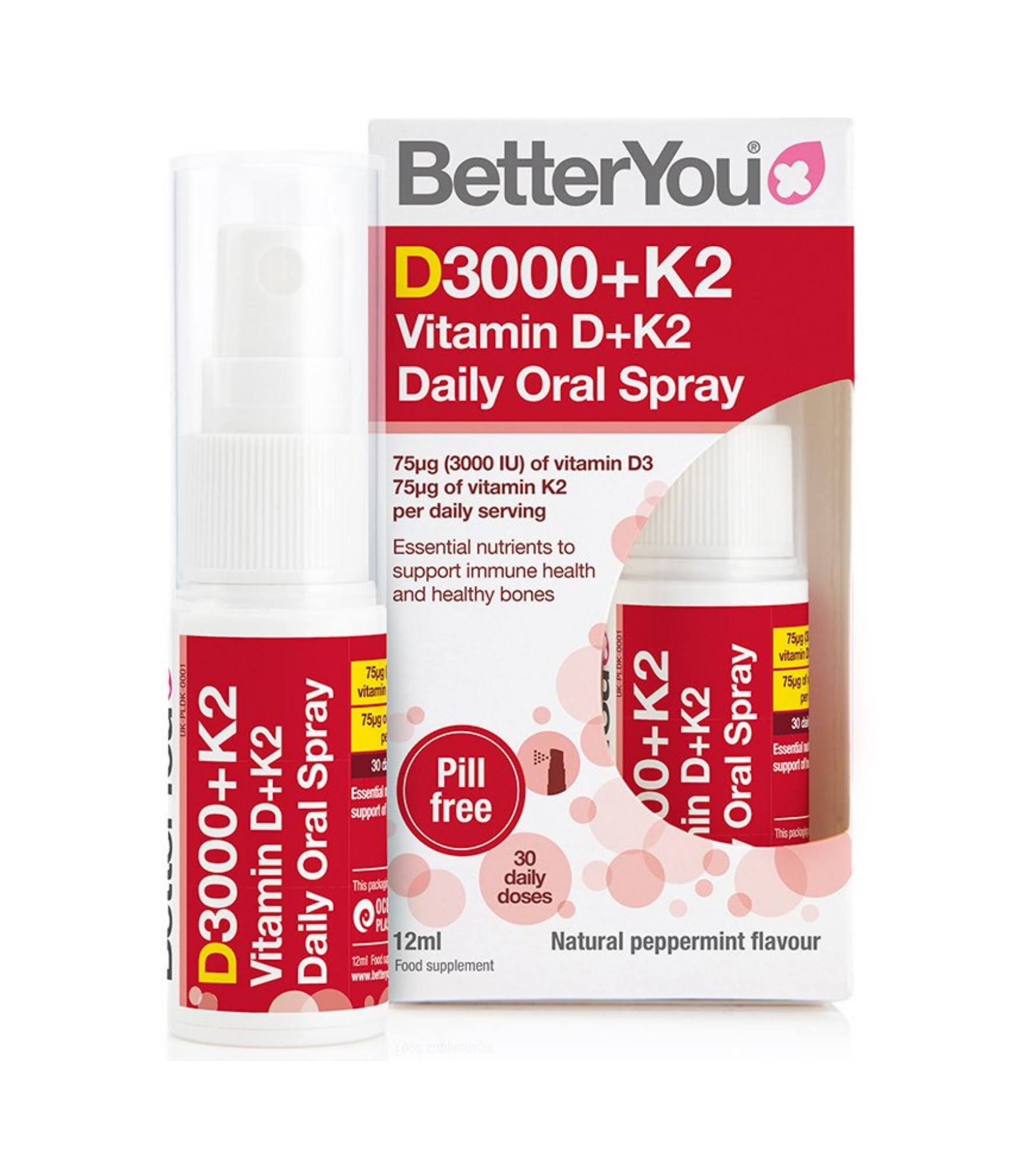 BetterYou Dlux Plus Vitamin D K2 Daily Oral Spray, 12ml