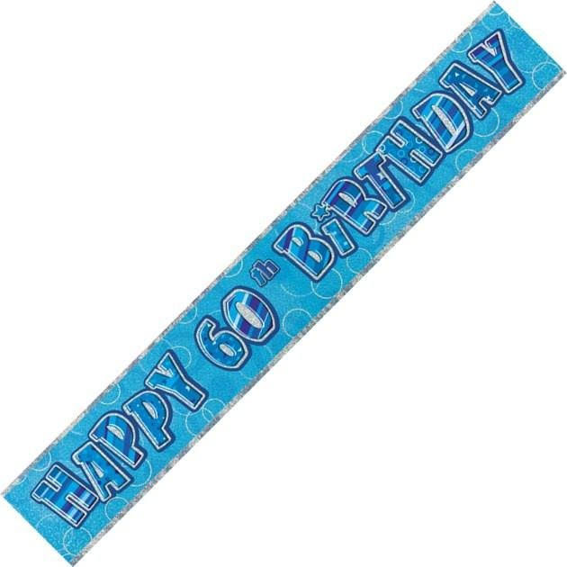 2.7m Foil Glitz Blue Happy 60th Birthday Banner