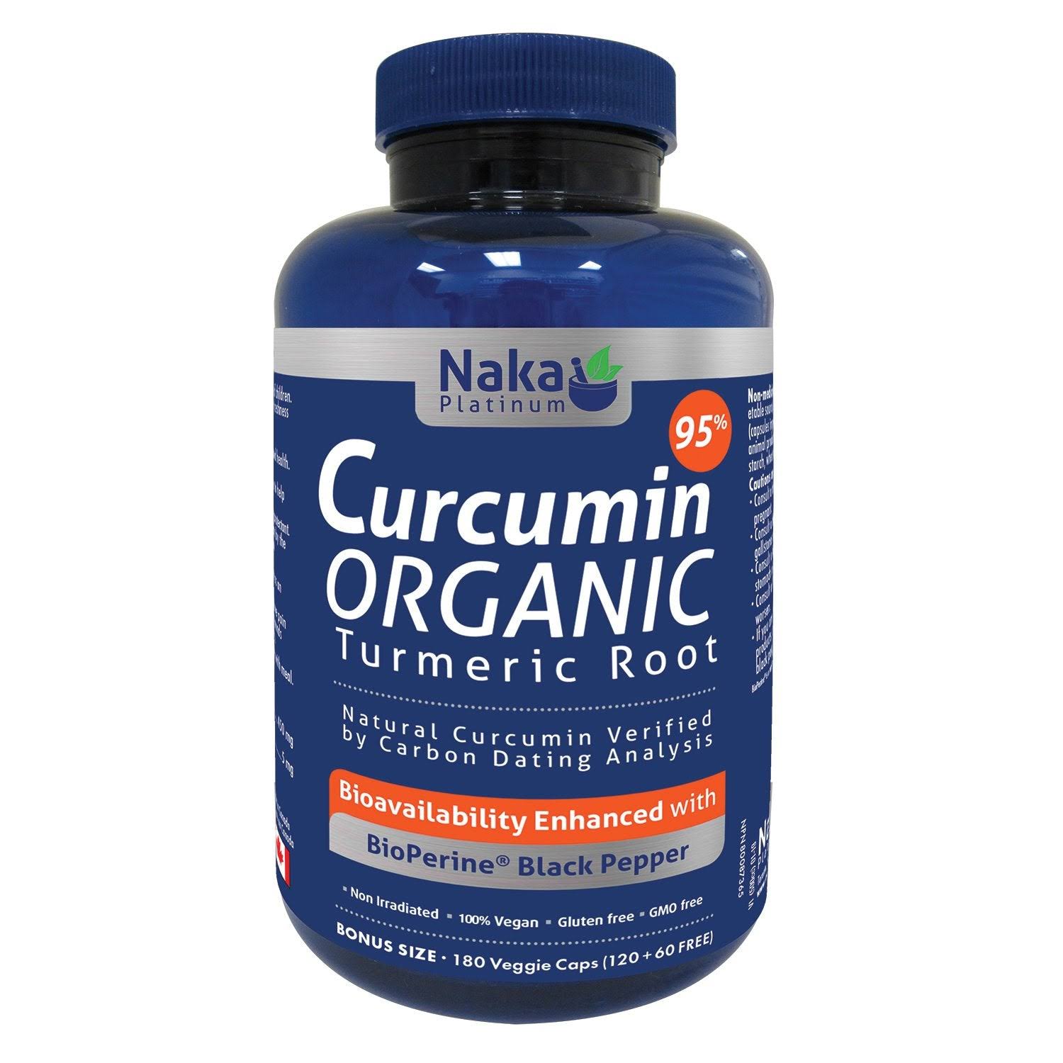 Organic Curcumin 95% + Bioperine - 120 + 60 V-caps Bonus